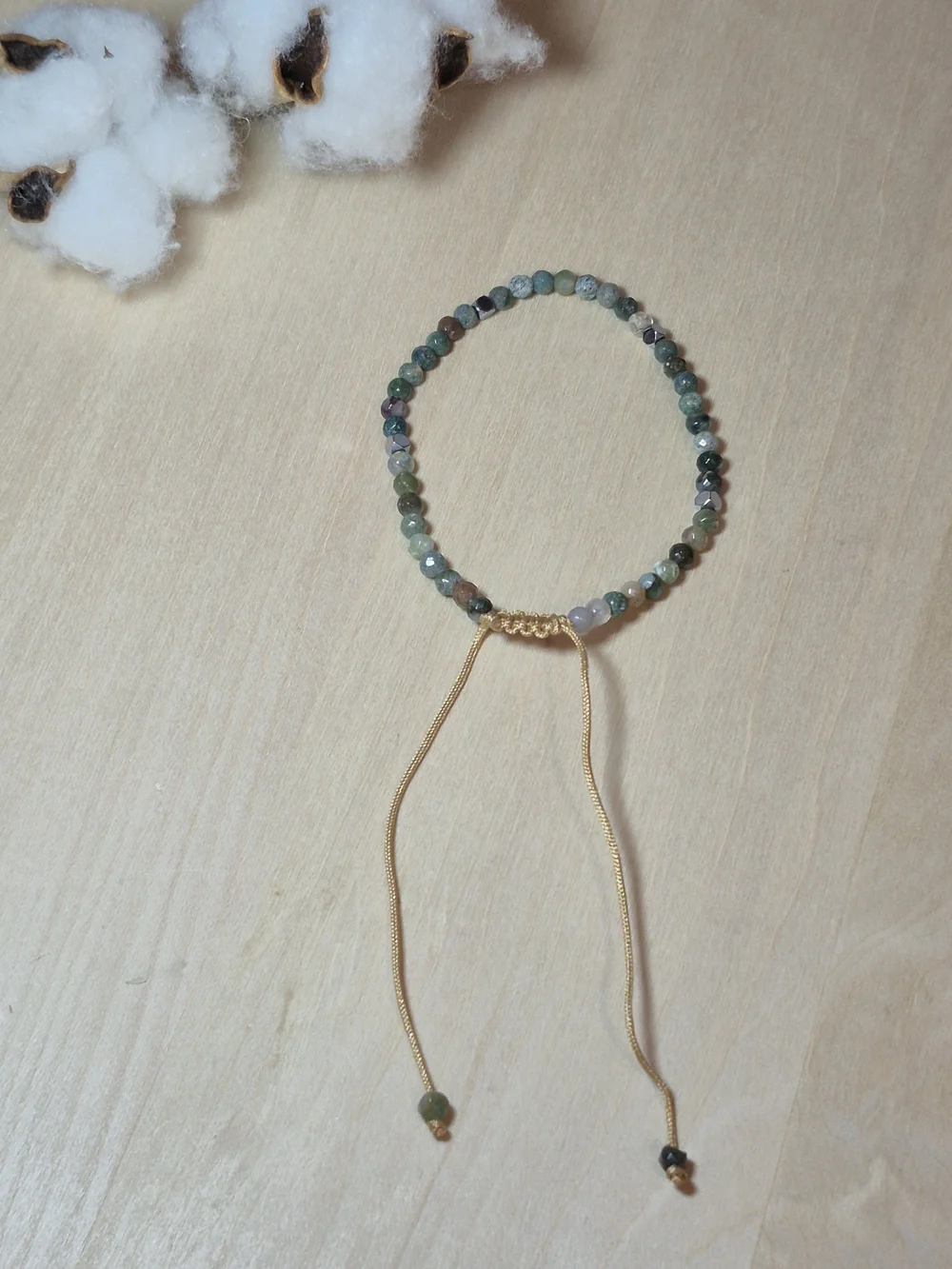💚🩶NEW💚🩶 BEAUTIFUL!! Natural Stone MOSS AGATE Adjustable Bracelet